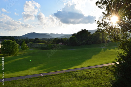 landscape with road and blue sky