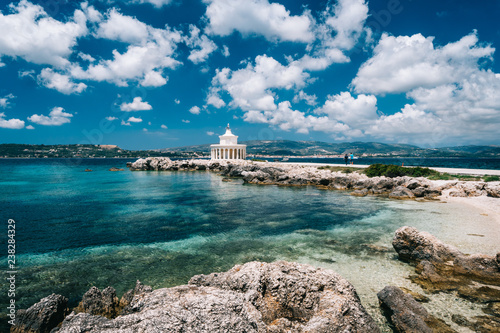 Fototapeta Naklejka Na Ścianę i Meble -  Amazing view of Saint Theodore Lantern. Picturesque landscape with beautiful clouds. Argostoli Vilagito Torony Nature Preserve. Outdoor scene of Kefalonia island, Argostoli town, Greece, Europe