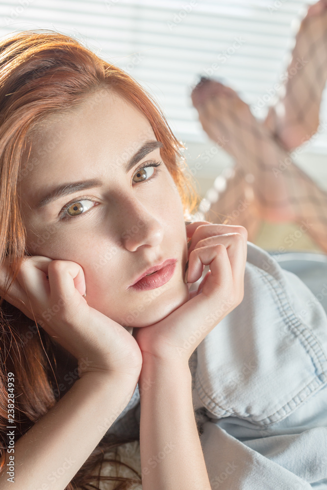 Fototapeta premium sad serious girl