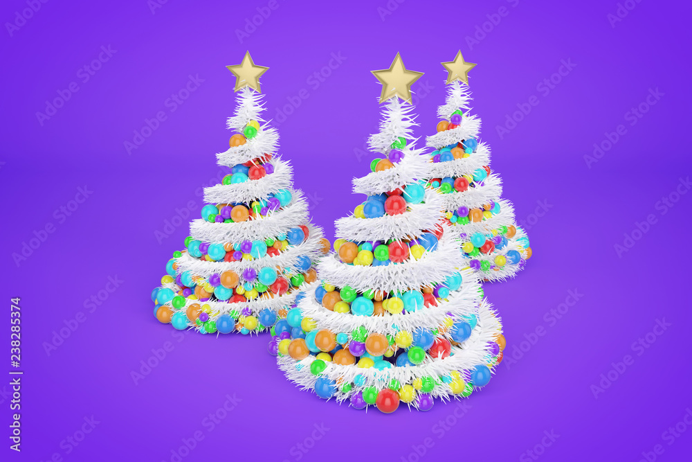 Artificial Christmas trees 3d color illustration Artificial Christmas trees 3d color illustration