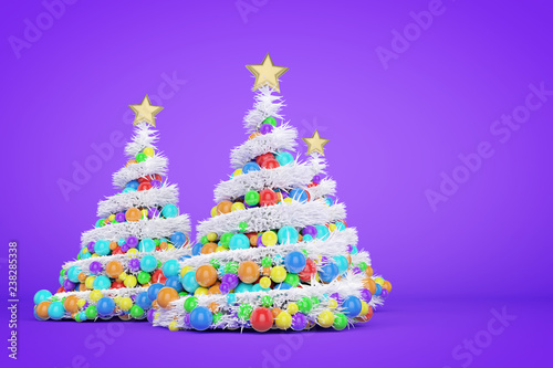 Artificial Christmas trees 3d color illustration