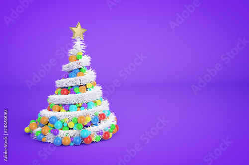 Artificial Christmas tree 3d color illustration