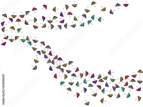 Colorful gradients umbrella figures template isolated on white background. Repeating vector parasol drawing shapes backdrop for design purposes. Trendy umbrella background for flyer print.