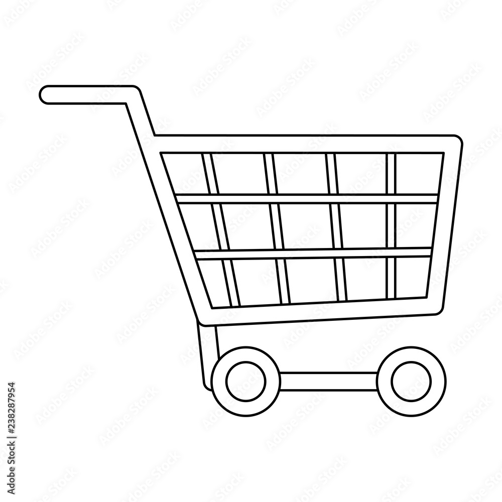 Shopping cart symbol in black and white Shopping cart symbol in black and white