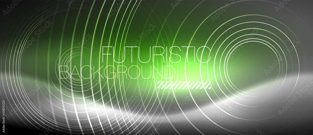 Neon circles abstract background, shiny lines Neon circles abstract background, shiny lines