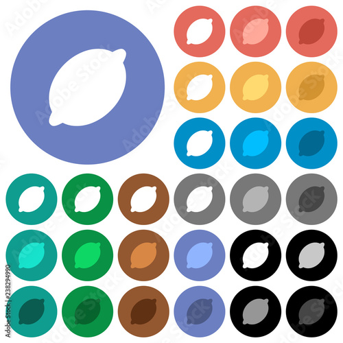 Single lemon round flat multi colored icons