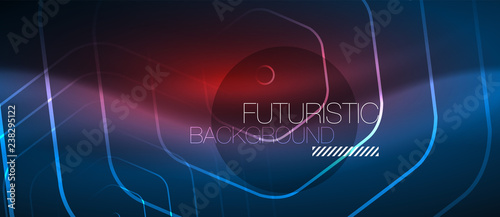 Neon glowing lines, magic energy space blue light concept, abstract background wallpaper design