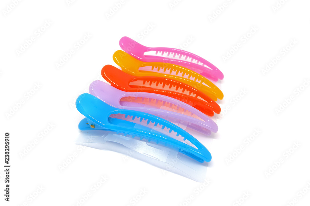 Colorful hair clip isolated on white background. Colorful hair clip isolated on white background.