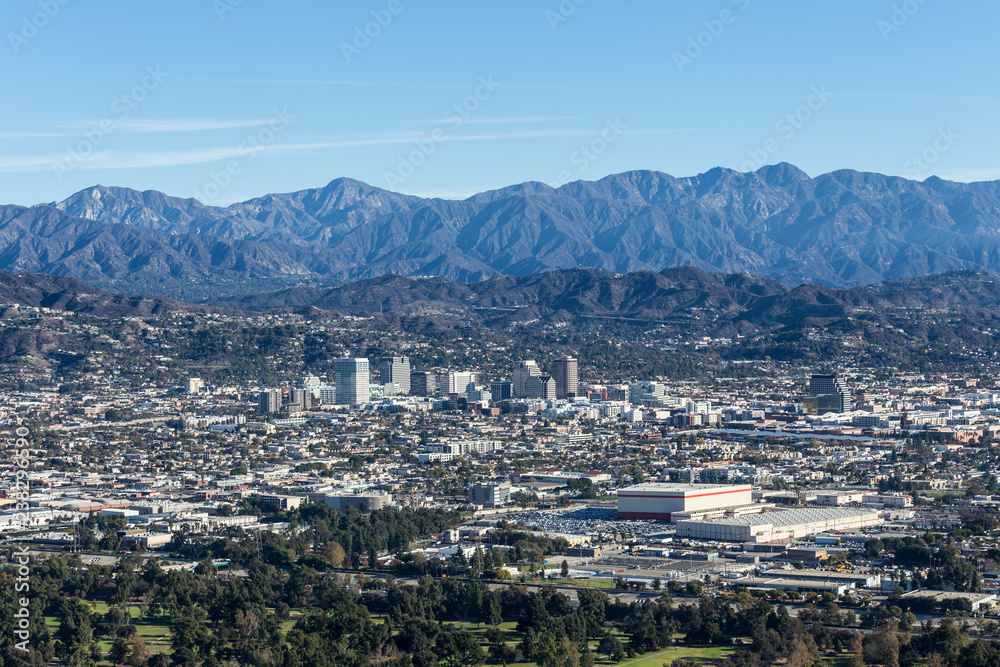 Downtown Glendale and the San Gabriel Mountains in Los Angeles County, California. Downtown Glendale and the San Gabriel Mountains in Los Angeles County, California.