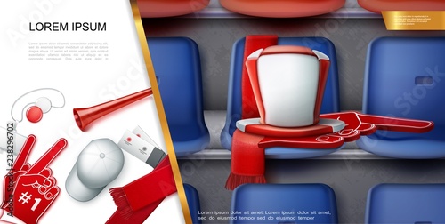 Realistic Football Fans Accessories Composition