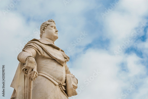 Ferdinando I Medici, Grand Duke of Tuscany. Monumental statue erected in 1594 in the city of Arezzo (with clouds and copy space)
