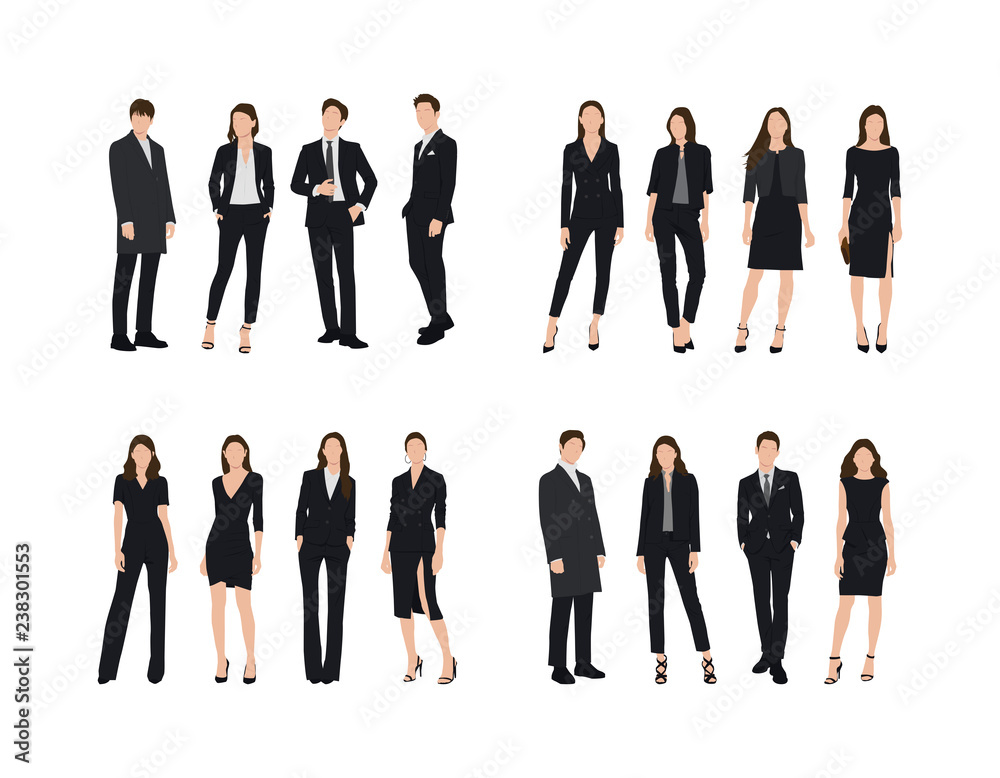 Vector of young businessman and women wearing suit