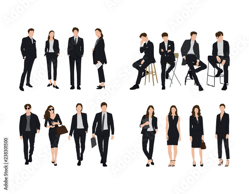 Vector of young businessman and women wearing suit