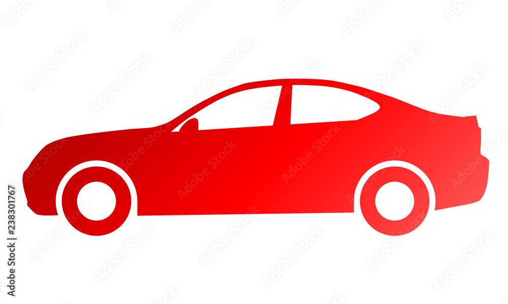 Car symbol icon - red gradient, 2d, isolated - vector