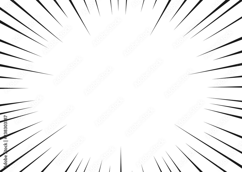 Vector black radial lines for comics, superhero action. Manga frame speed, motion, explosion background. Design element isolated white background. Vector black radial lines for comics, superhero action. Manga frame speed, motion, explosion background. Design element isolated white background.