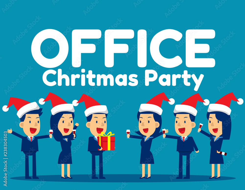 Office christmas party. Concept business vector illustration, Holiday - Event, Champagne, Corporate. Office christmas party. Concept business vector illustration, Holiday - Event, Champagne, Corporate.