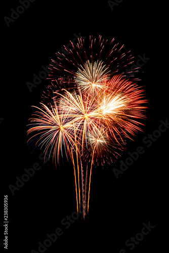 Group of beautiful colorful sparkling fireworks
