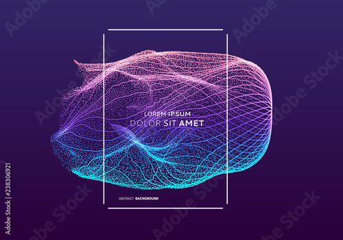 Array with dynamic particles. 3d technology style. Abstract background. Vector illustration.