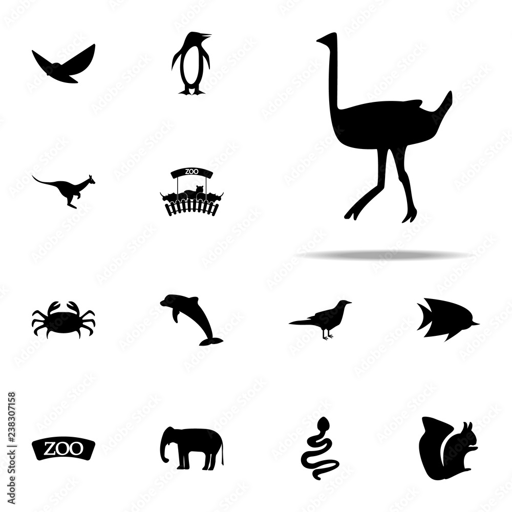 silhouette of an ostrich icon. zoo icons universal set for web and mobile