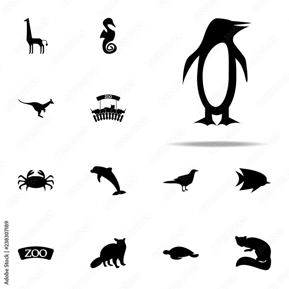 silhouette of the penguin icon. zoo icons universal set for web and mobile