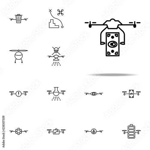 drone with money icon. Drones icons universal set for web and mobile