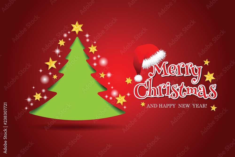 Naklejka premium Merry Christmas paper tree design greeting card.