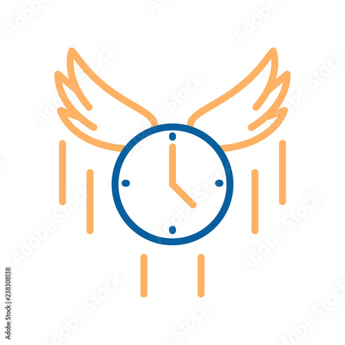 Trendy thin line flying clock icon. Vector illustration for concepts of time flies, rush, express delivery, business deadline