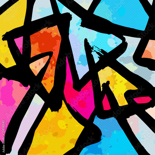 abstract geometric objects graffiti grunge effect