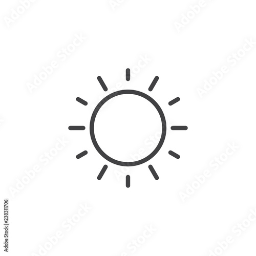 Sun shining outline icon. linear style sign for mobile concept and web design. Sunny weather simple line vector icon. Summer symbol, logo illustration. Pixel perfect vector graphics
