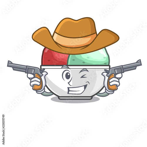 Cowboy sorbet ice cream in cup cartoon