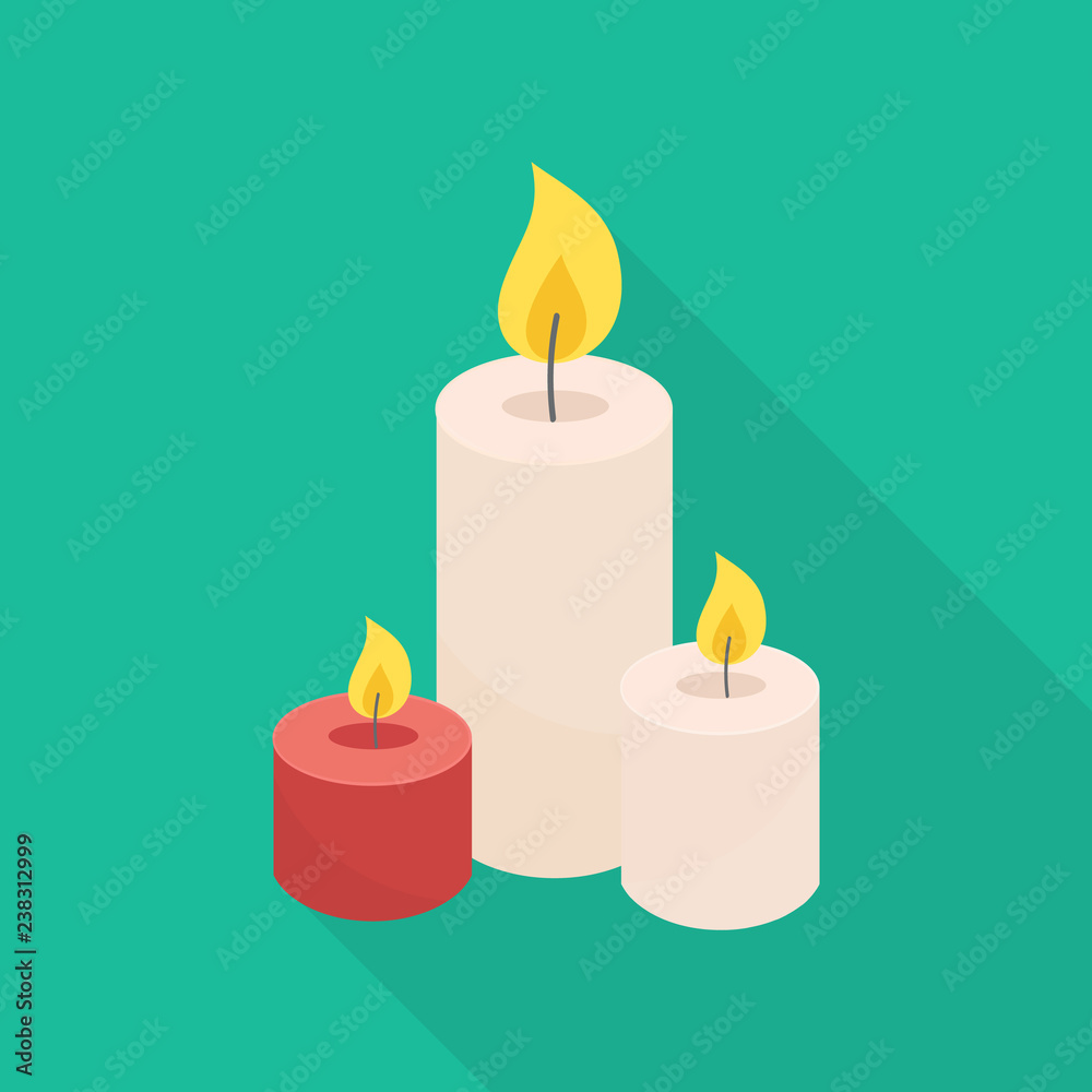 candle icon in flat style with long shadow, isolated vector illustration on green transparent background. candle icon in flat style with long shadow, isolated vector illustration on green transparent background.