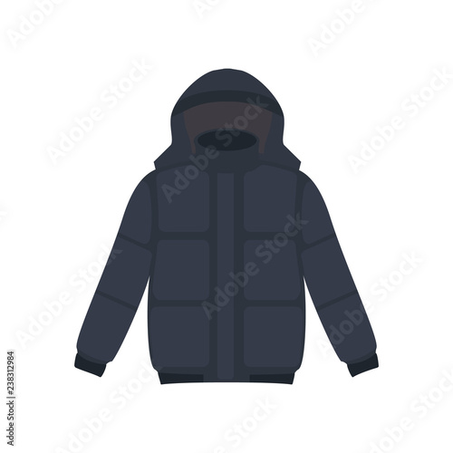 jacket icon in flat style isolated vector illustration on white transparent background. Winter clothing.