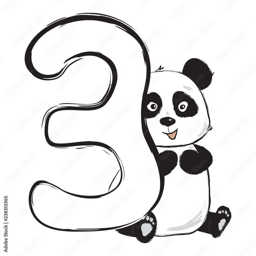 Panda bear cute animal number three with cartoon baby illustration Stock Vector | Adobe Stock Panda bear cute animal number three with cartoon baby illustration Stock Vector | Adobe Stock