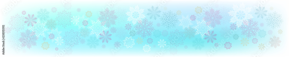 Christmas blue composition consisting of a set of elegant snowflakes.