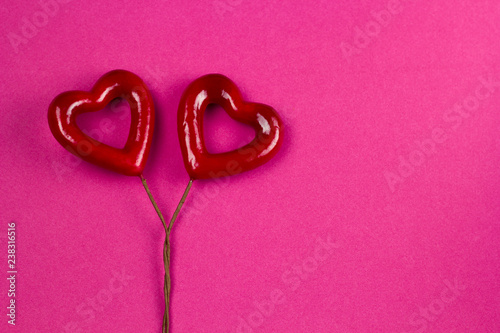 top view red heart on a bright paper background