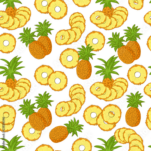 A pineapple. Background, wallpaper, seamless. Sketch