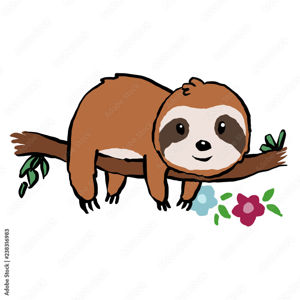 Fototapeta premium Cute sloth on the branch 