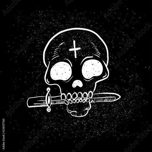 Urban Street hip hop gangsta rapper, skull in bandana