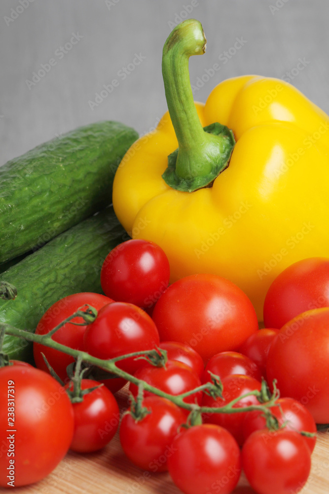 Bright vegetables at the table Bright vegetables at the table