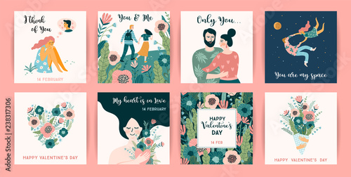 Romantic set of cute illustrations. Vector design concept for Valentines Day and other users.