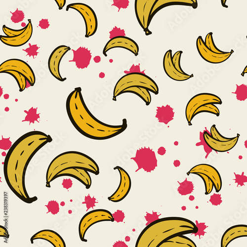 Abstract  pattern seamless. yellow bananas on pink background