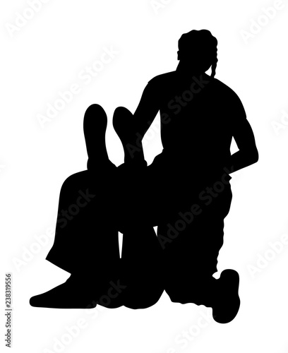 Paramedic rescue patient first aid vector silhouette. Woman in unconscious drowning. Drunk person overdose. Sneak attack victim rescue. CPR rescue team. Victim of fire evacuation. Earthquake rescue. 