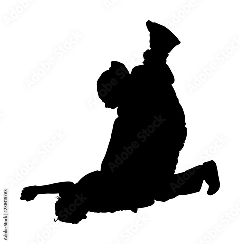 Paramedic rescue patient first aid vector silhouette. Woman in unconscious drowning. Drunk person overdose. Sneak attack victim rescue. CPR rescue team. Victim of fire evacuation. Earthquake rescue. 