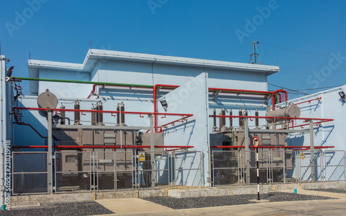 High voltage transformer and Fire control system at power plant photo
