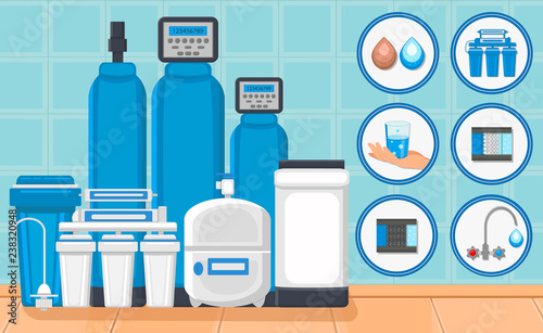 Water Treatment Concept. Vector Illustration.