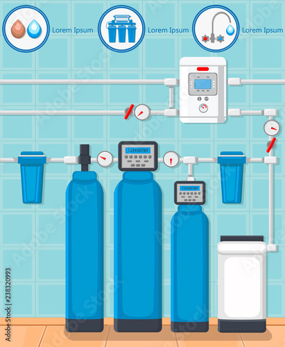 Water Purification System. Vector Illustration.