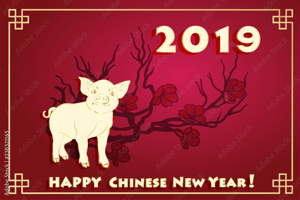 Year of The Yellow Pig. 2019 year.