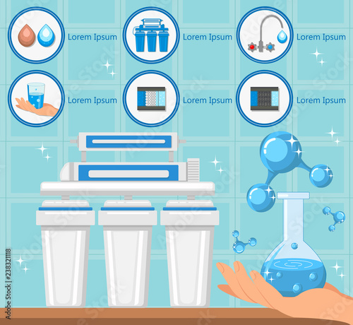 Water Treatment Laboratory. Vector Illustration.