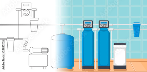 Wallpaper Mural Water Purification System. Vector Illustration. Torontodigital.ca