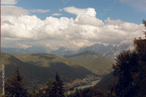 Auronzo di Cadore  Italy  panoramic view from the top of the mountain.